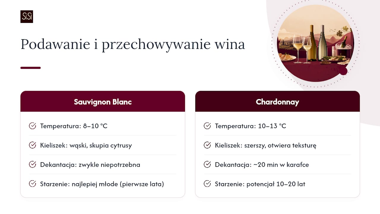 Porównanie podawania i starzenia dwóch rodzajów wina