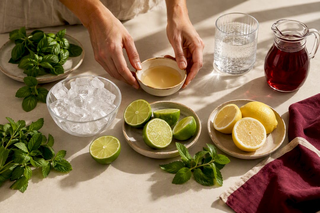 Składniki przygotowane do domowego mocktailu