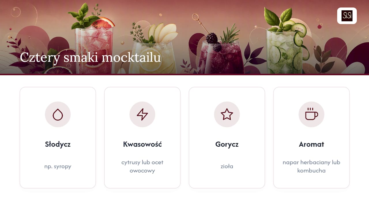 Cztery elementy równowagi smaku w mocktailu