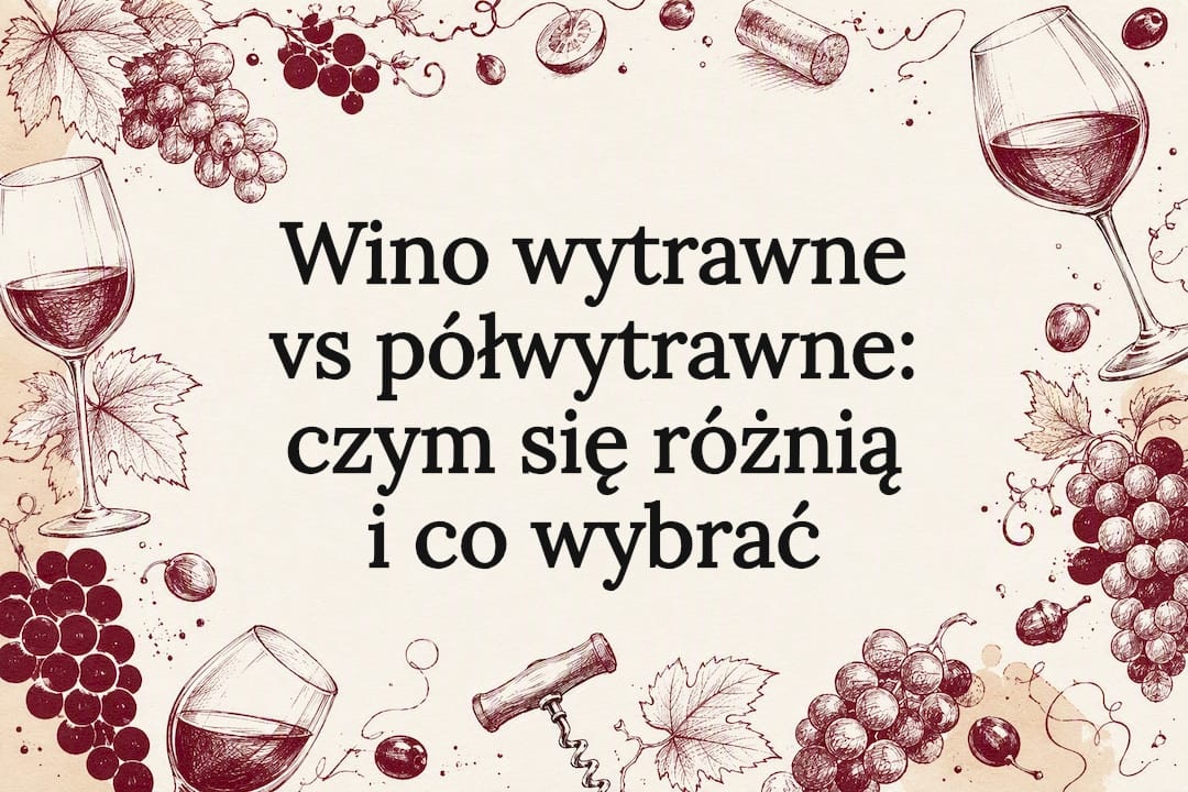 Ilustracja pokazująca różnice między winem wytrawnym a półwytrawnym