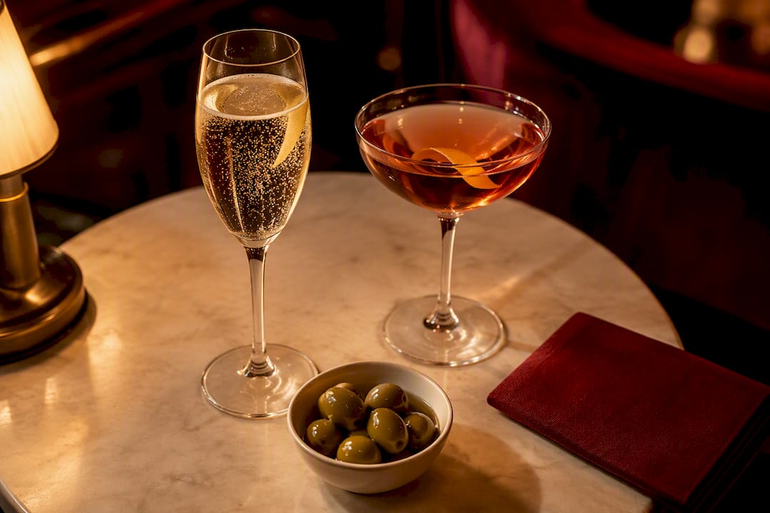 Dwa wytrawne aperitify podane przed kolacją