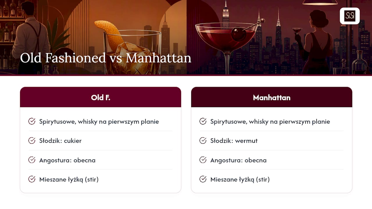 Porównanie koktajli Old Fashioned i Manhattan