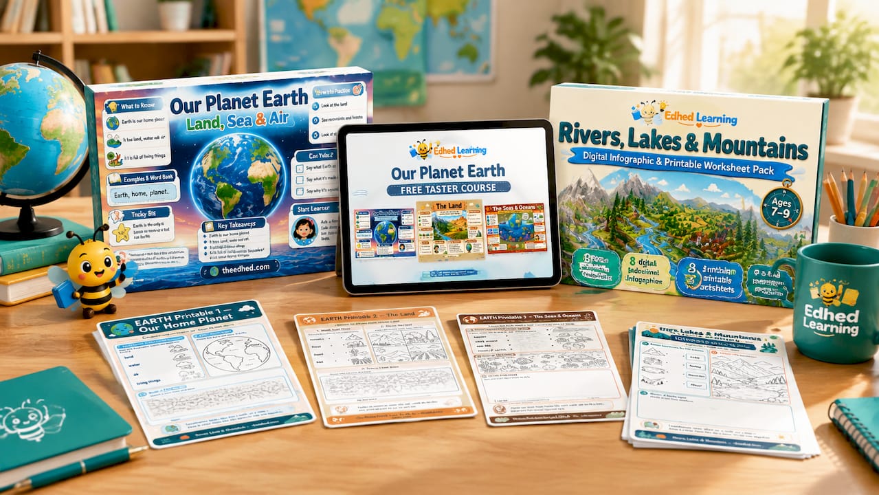 Our Planet Earth: Land, Sea & Air – Kids Digital Course & Printable Worksheets