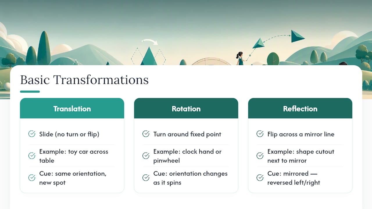 Three geometry transformations shown visually