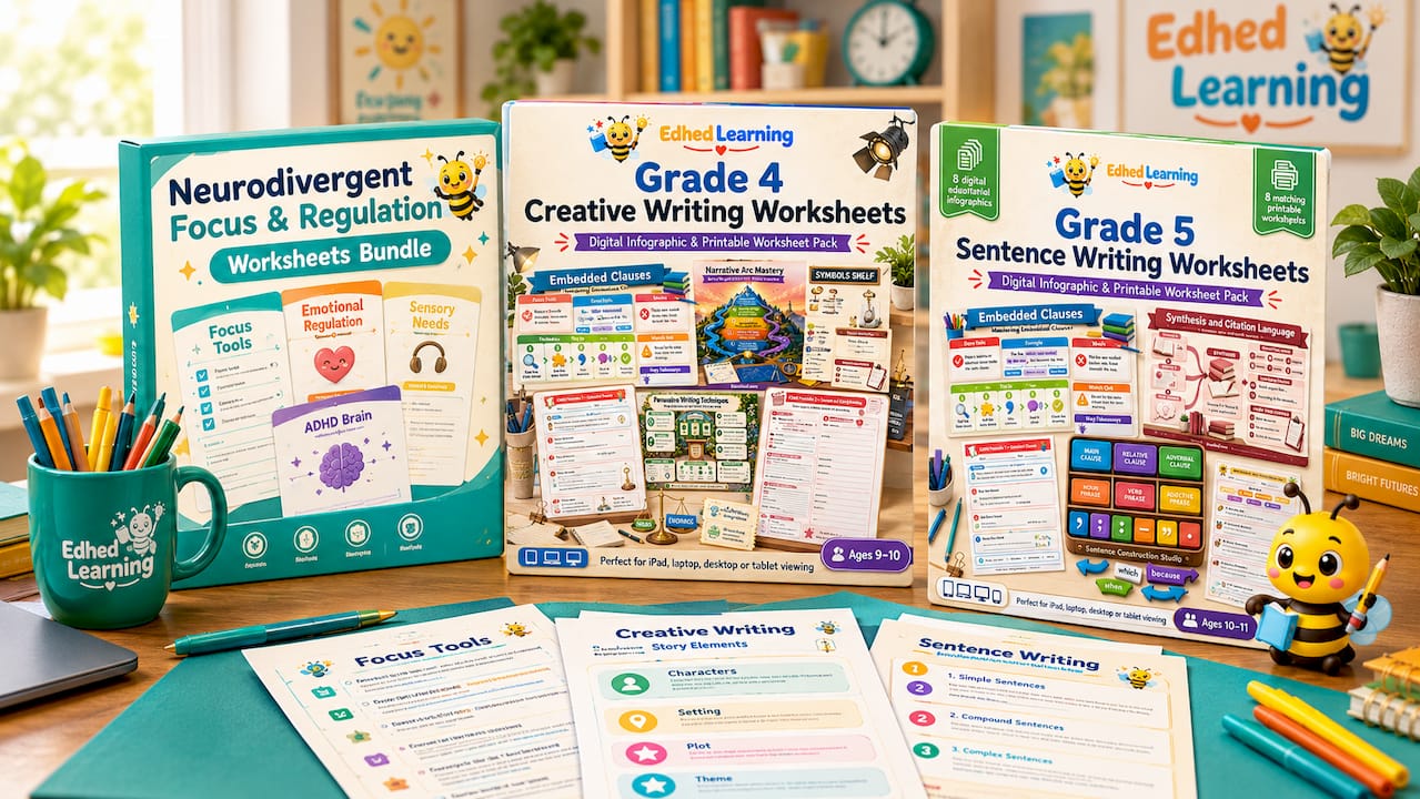 Neurodivergent Focus & Regulation Worksheets Bundle