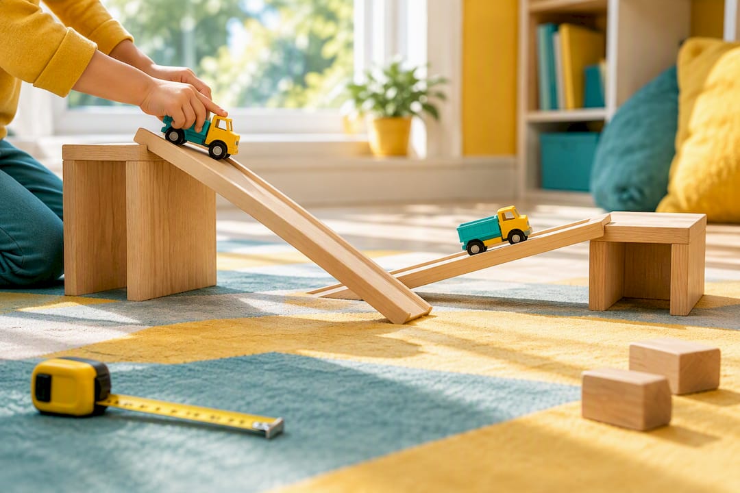Toy truck tested on two ramps