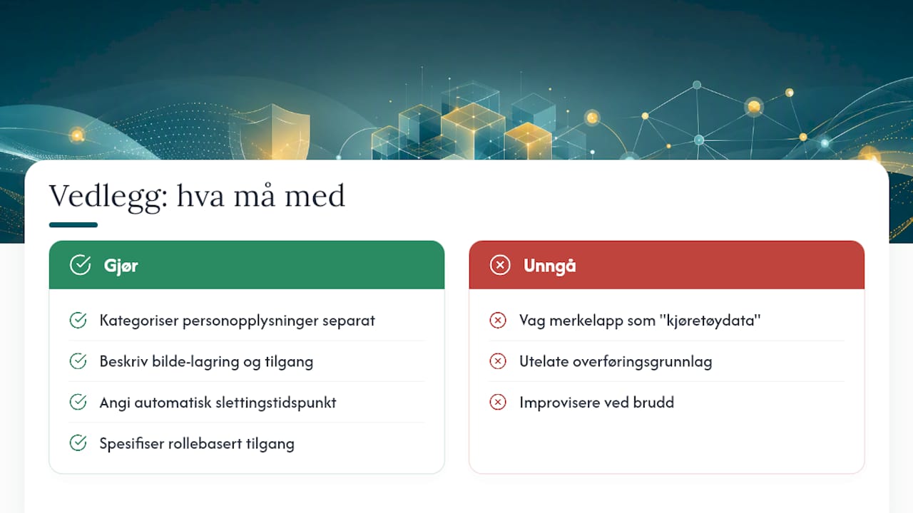 Slik bør en flåte-SaaS regulere bilder, GPS og skiftdata — overview diagram