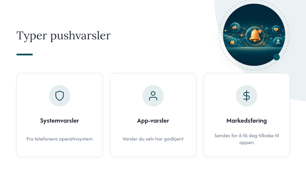 Tre typer pushvarsler