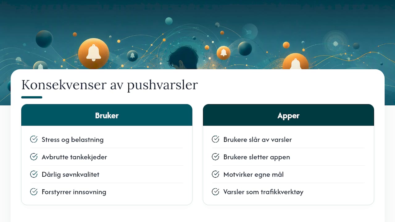 Slik kan pushvarsler skade søvn, konsentrasjon og tillit — overview diagram