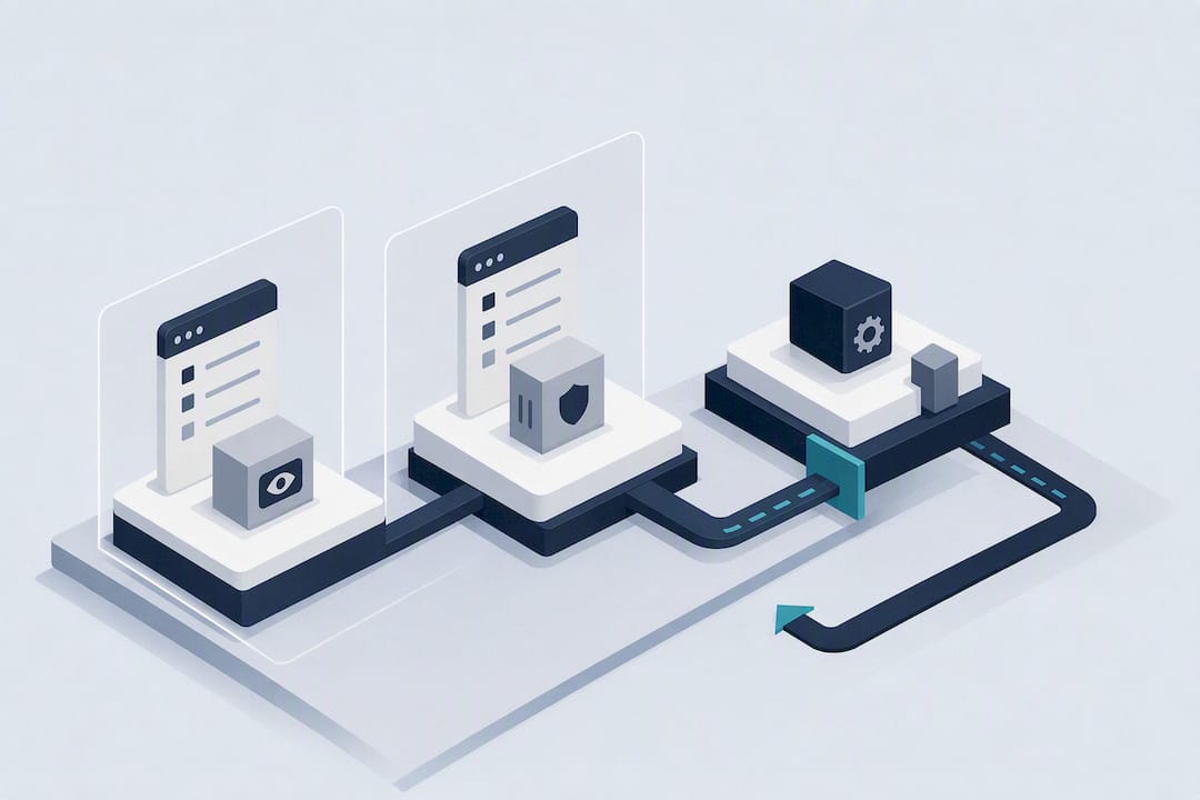 Isometric illustration of controlled automation stages