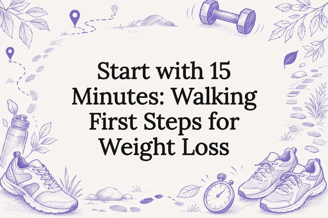 Walking and fitness title card illustration