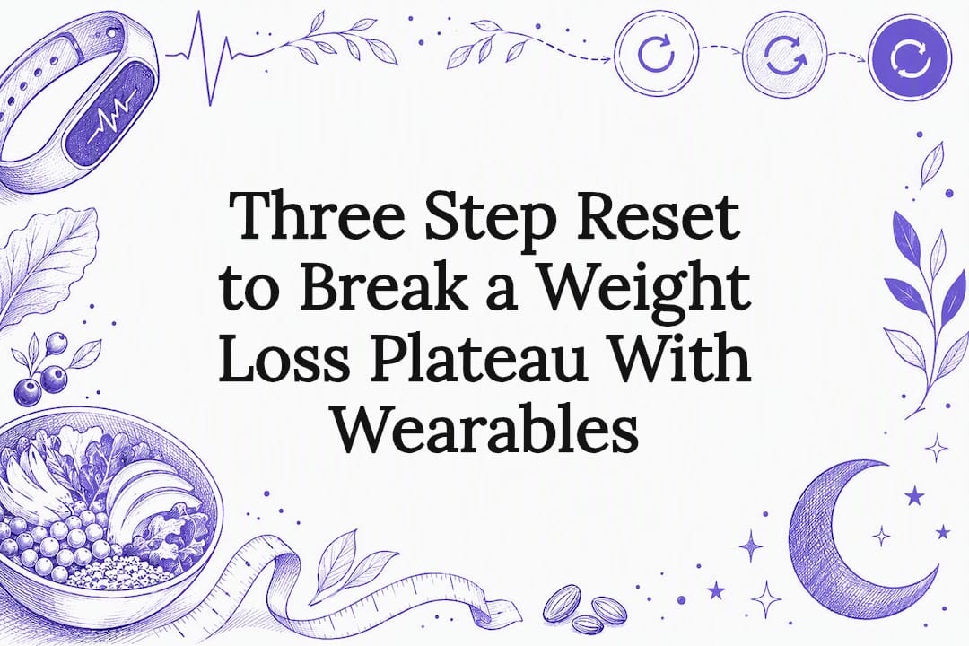 Decorative three-step weight loss reset illustration