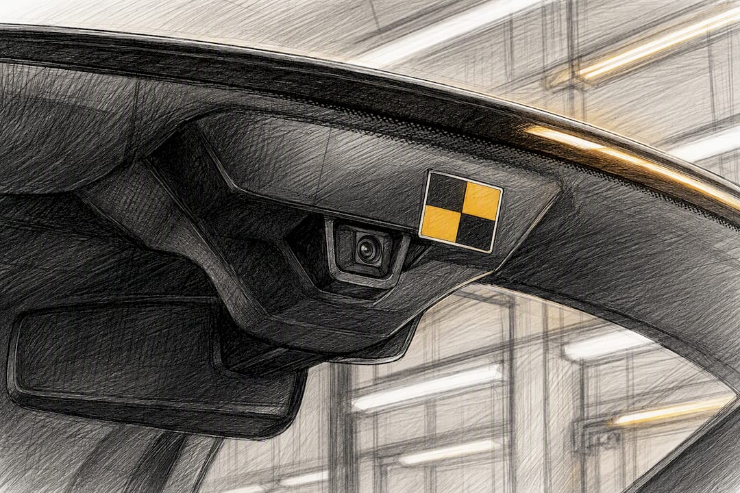 Forward-facing camera behind windshield