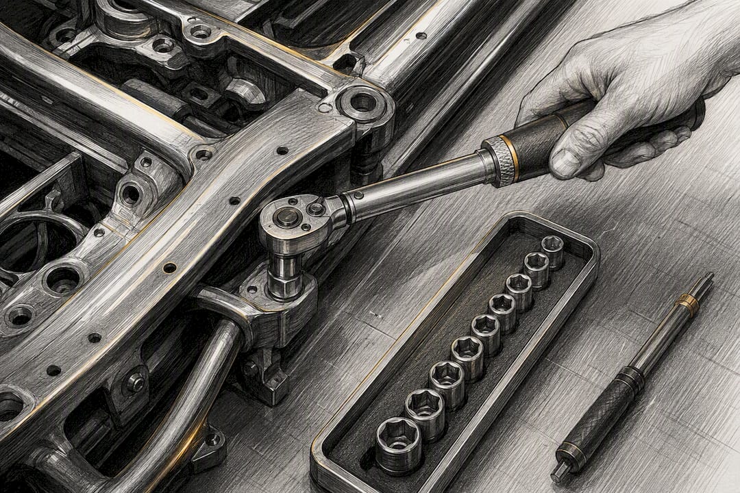Torque wrench securing an exposed chassis fastener