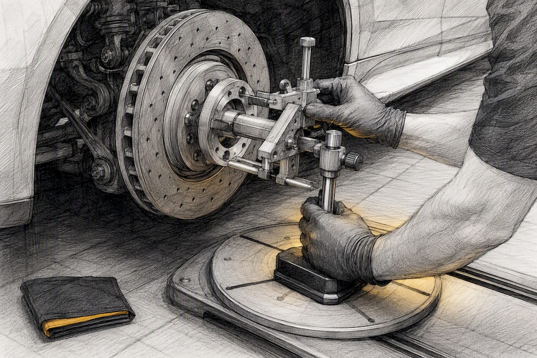 Hub-mounted alignment stand on exotic wheel hub