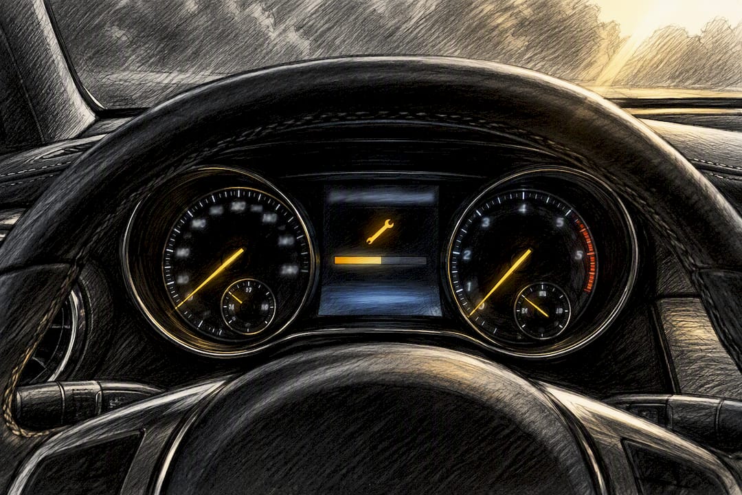 Dashboard service countdown display close-up