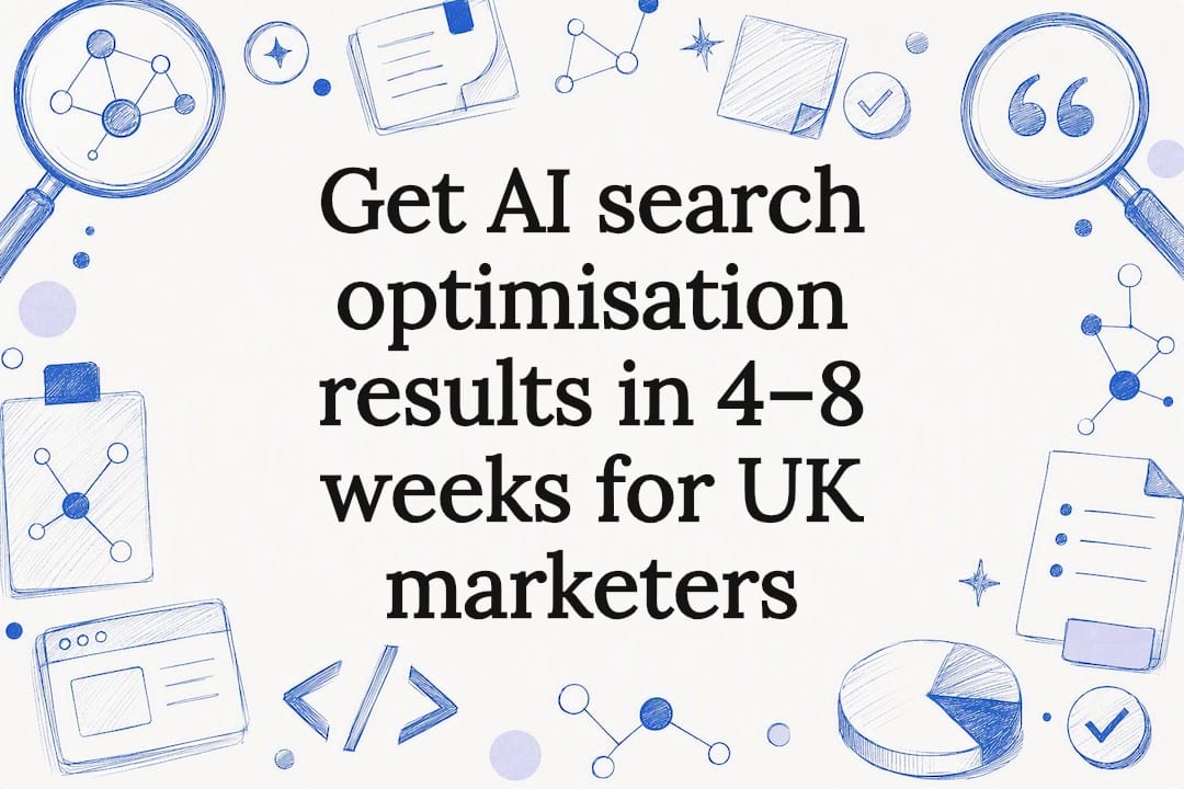 Get AI search optimisation results in 4–8 weeks for UK marketers