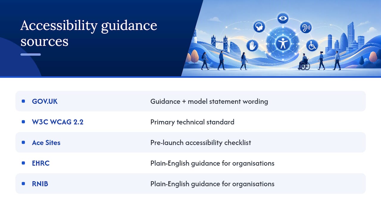 Where to find UK accessibility guidance and templates — overview diagram