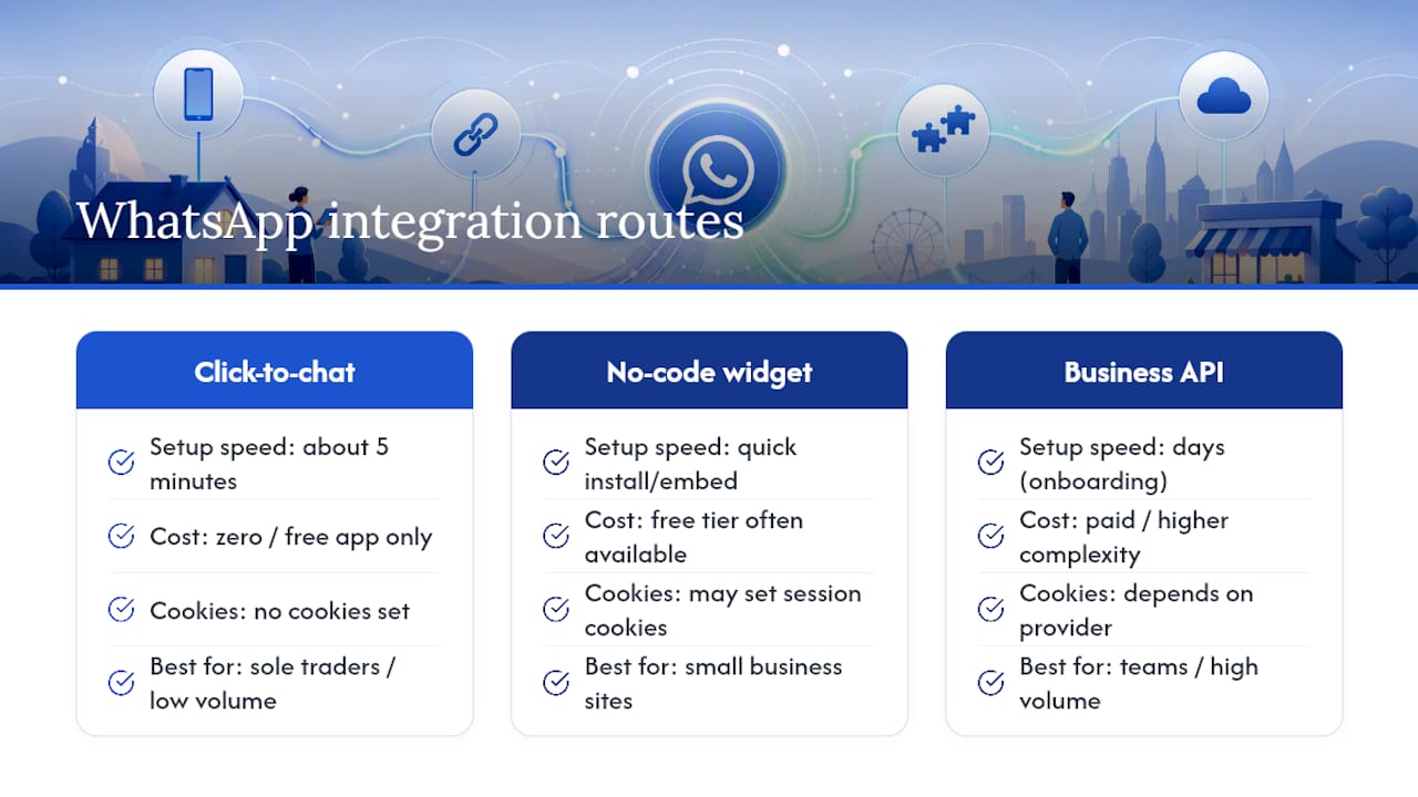Comparison of three WhatsApp website setup routes