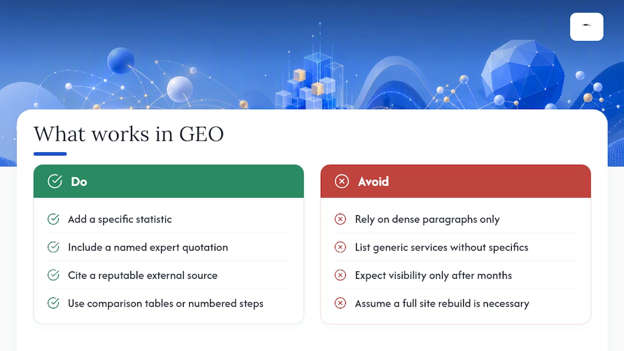 Where has generative engine optimization actually worked? — overview diagram