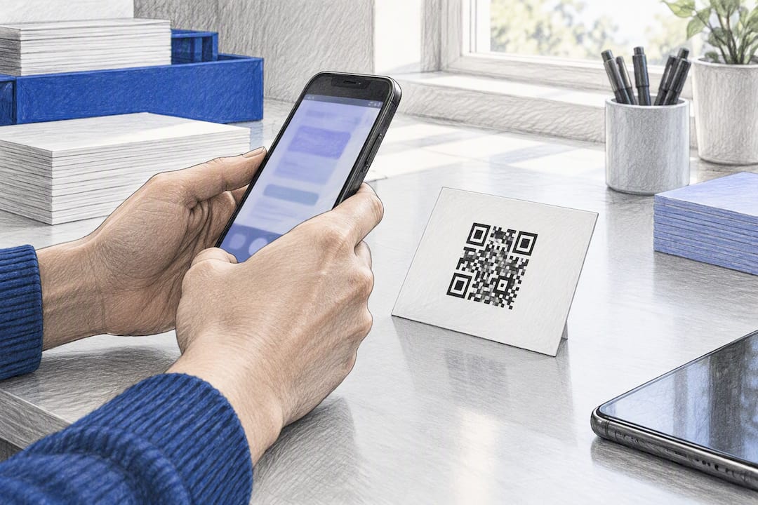 Hand testing a printed QR code