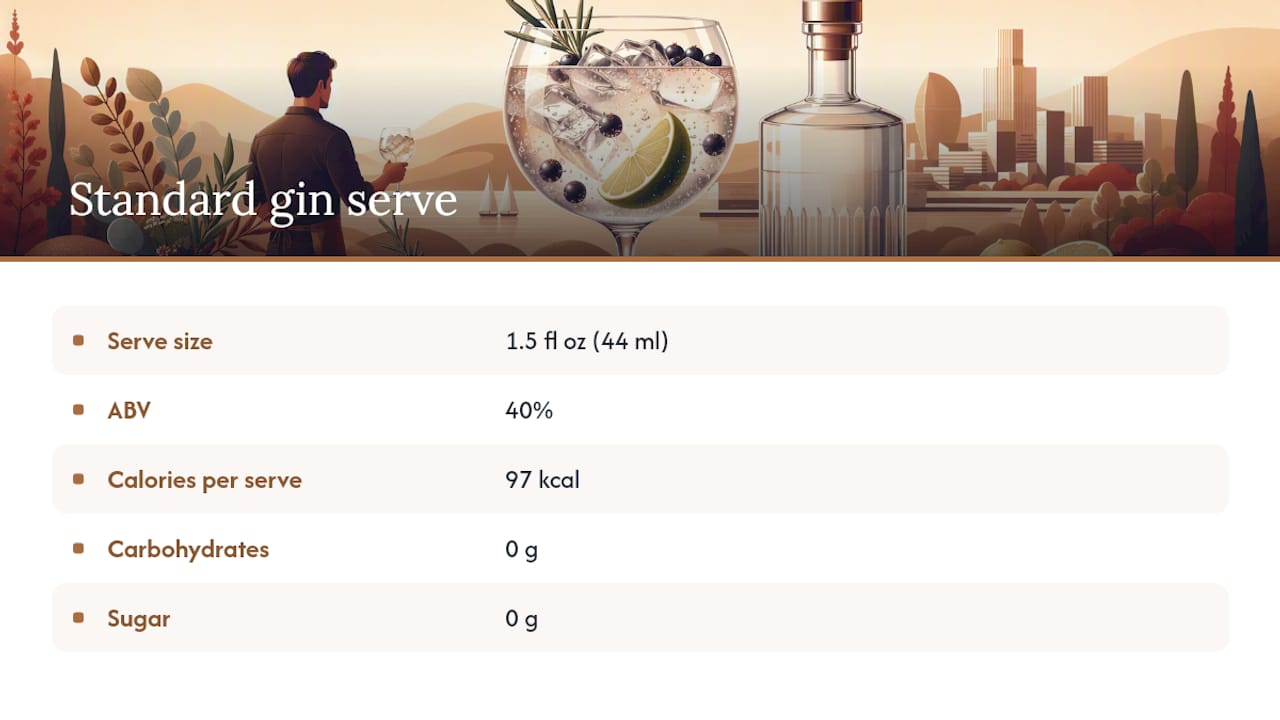 Sugar content in gin: what a standard serve looks like — overview diagram