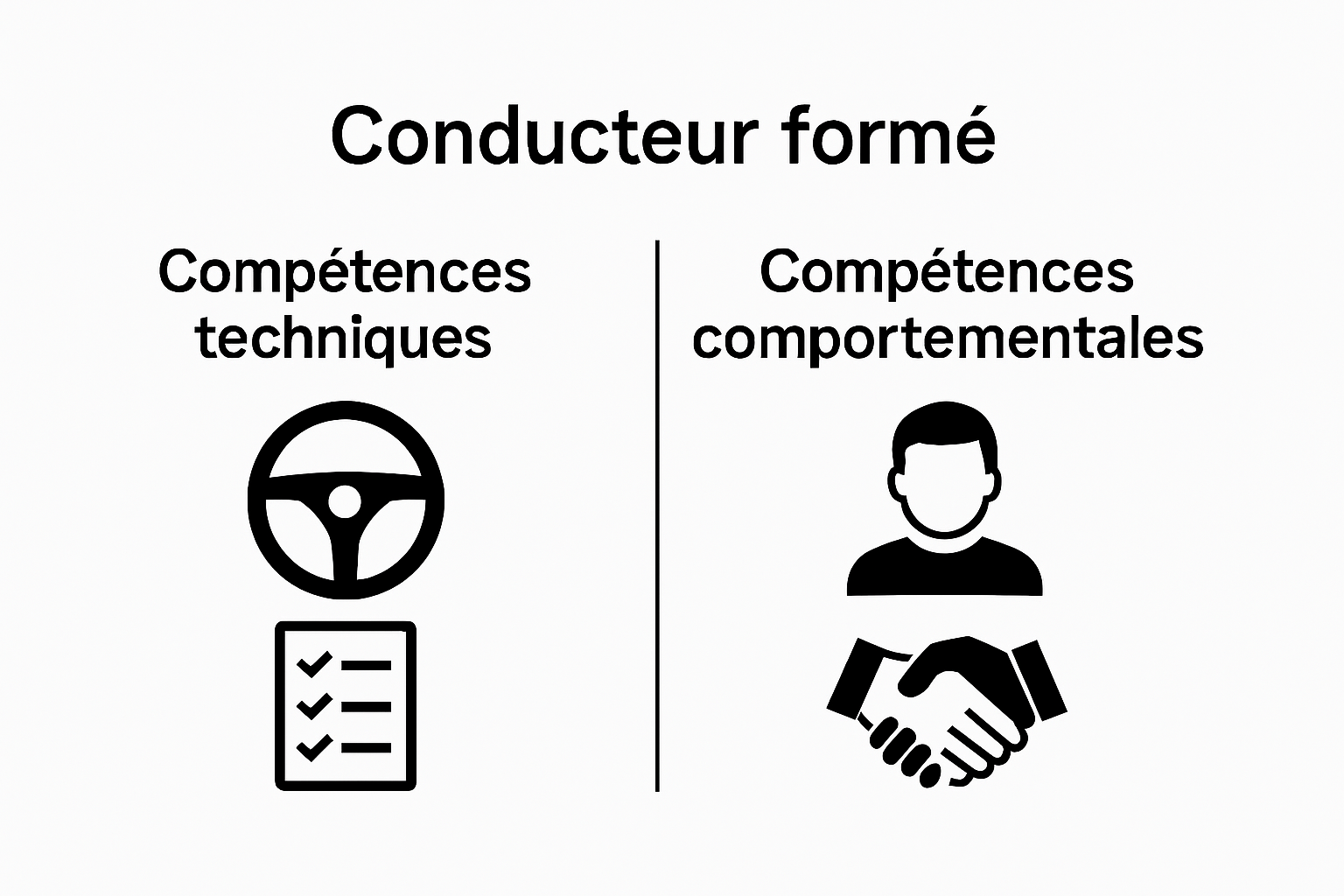 Infographic showing technical versus behavioral skills during a driving lesson