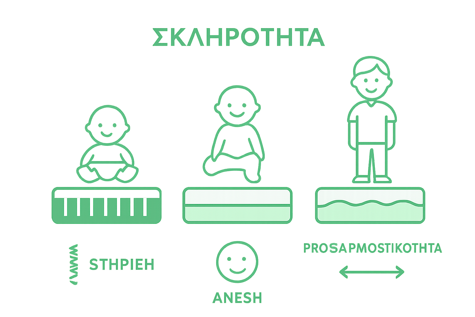 Διαφορετικά επίπεδα σκληρότητας στρωμάτων για βρέφη, νήπια και παιδιά