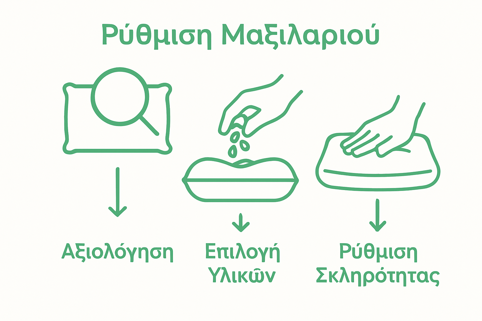 Infographic illustrating 3 stages of pillow adjustment process