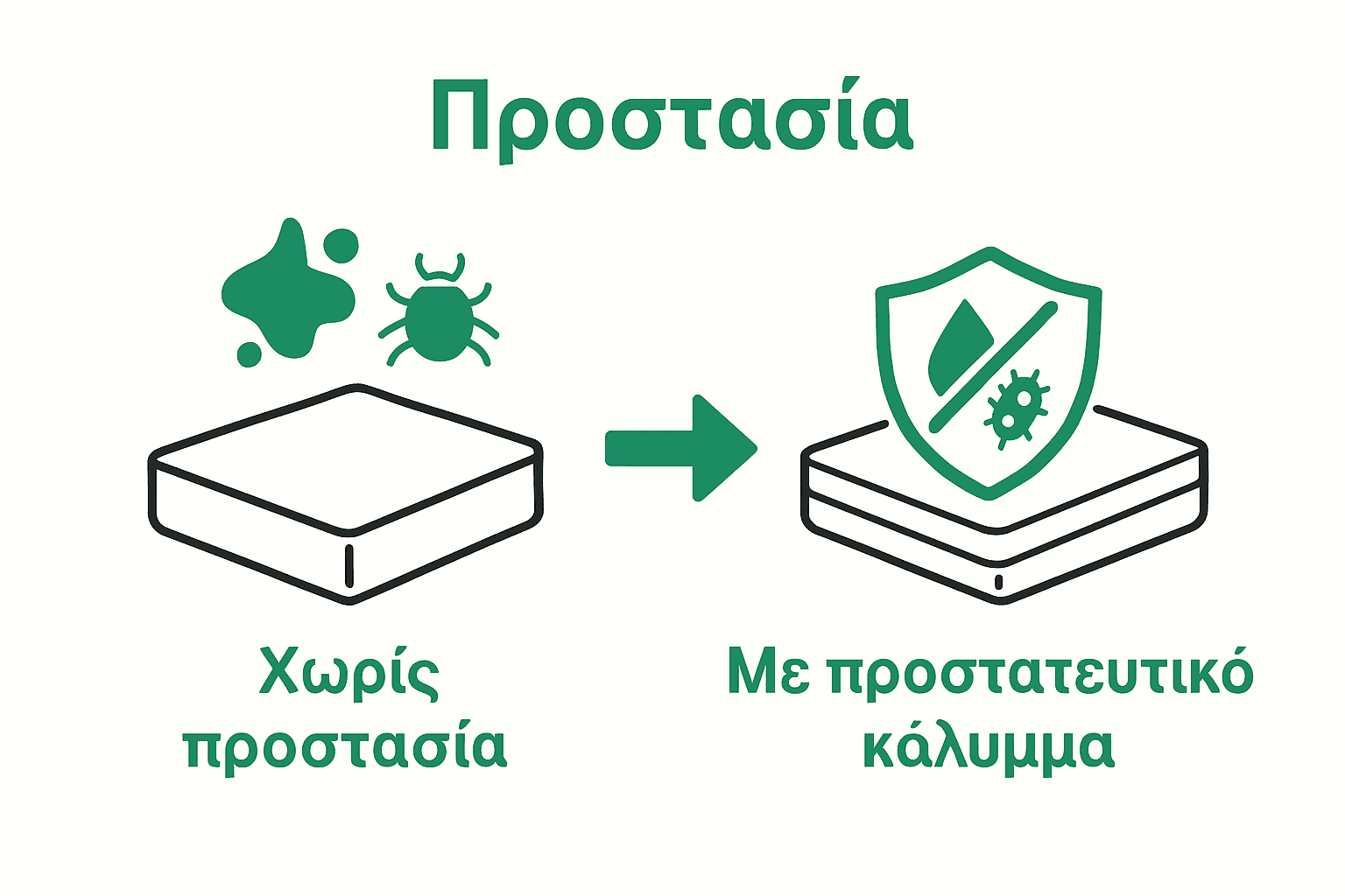 Infographic με στρώμα με και χωρίς προστατευτικό