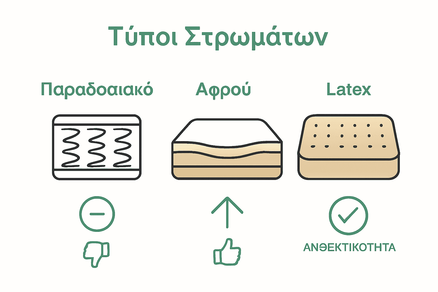 Σύγκριση βασικών τύπων στρωμάτων με απλά εικονίδια