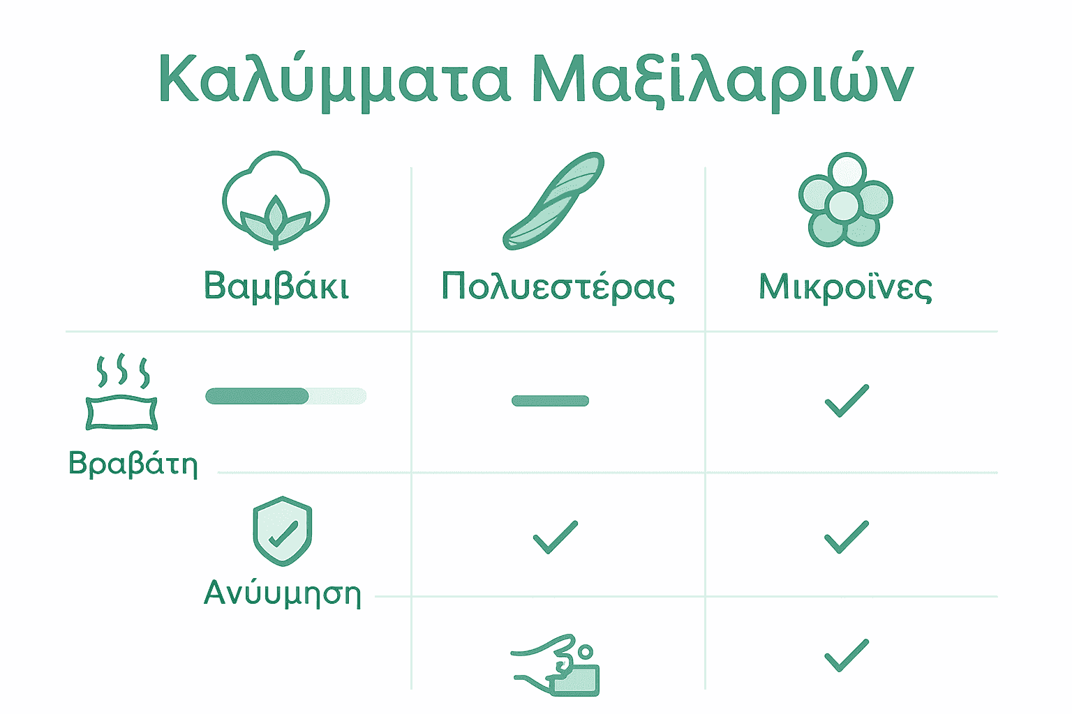 Comparison infographic of cotton, polyester, and microfiber pillow covers