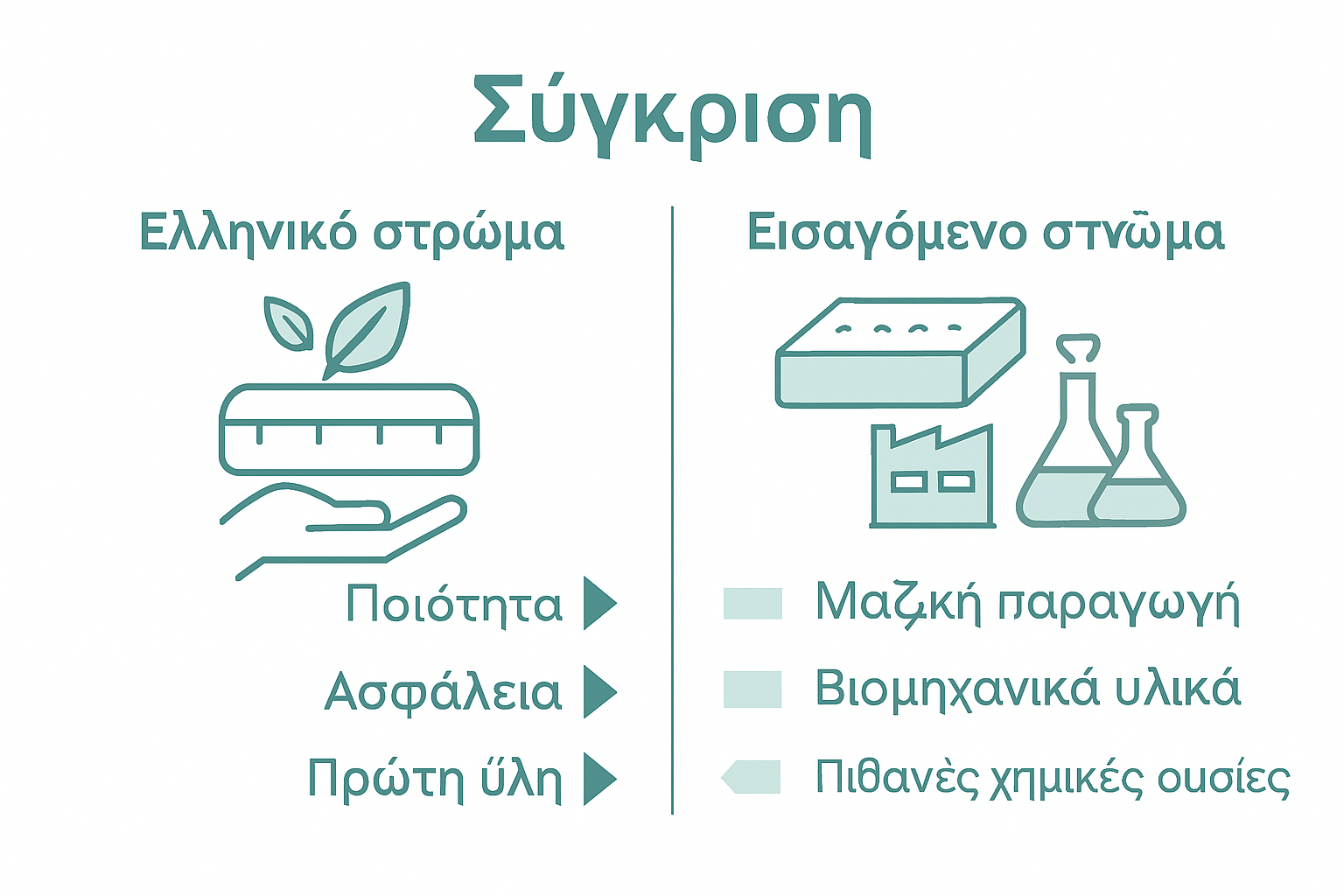 Γιατί Επιλέγω Ελληνικά Στρώματα: Ο Απόλυτος Οδηγός 3 Σύγκριση ελληνικού με εισαγόμενο στρώμα