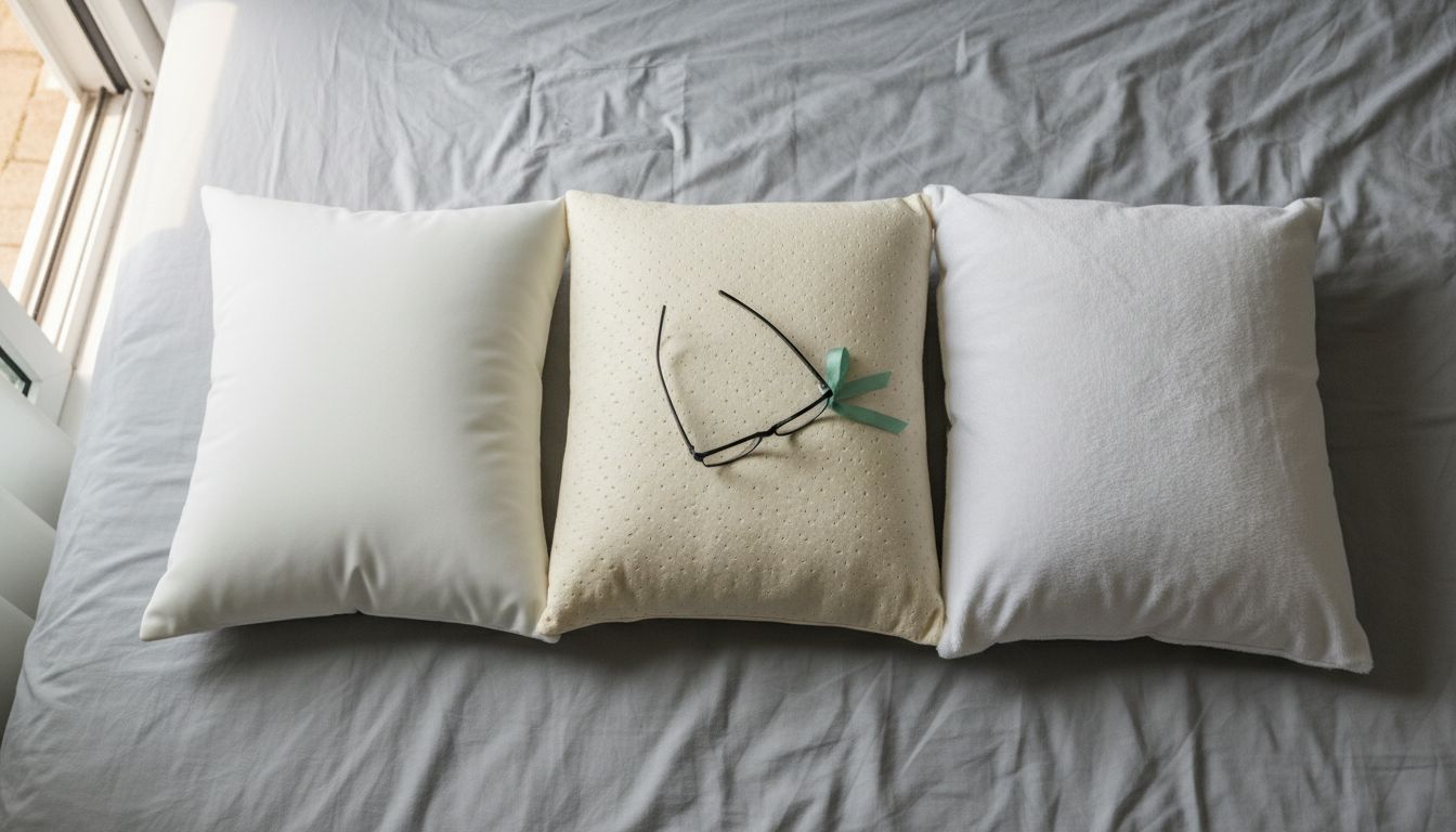 Three types of hypoallergenic pillows close-up