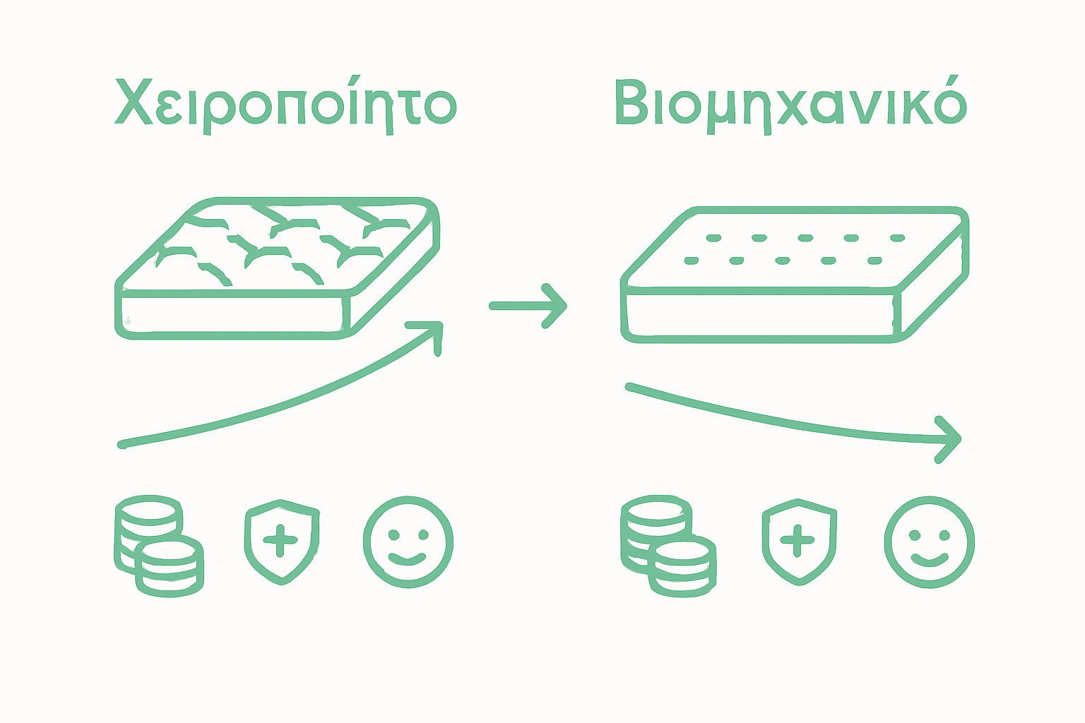 Οφέλη Χειροποίητου Στρώματος στην Καθημερινή Ζωή 3 Γραφικό: Σύγκριση ανάμεσα σε χειροποίητα και βιομηχανικά στρώματα