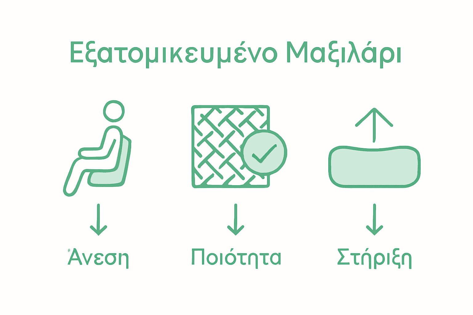 Εικονίδια που αποτυπώνουν την άνεση και την ποιότητα των μαξιλαριών