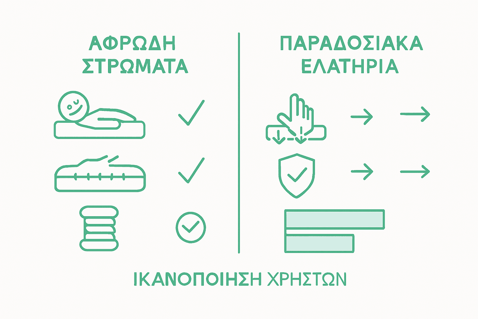 Γραφικό με συγκριτικά στοιχεία ανάμεσα σε στρώματα αφρού και ελατηρίων