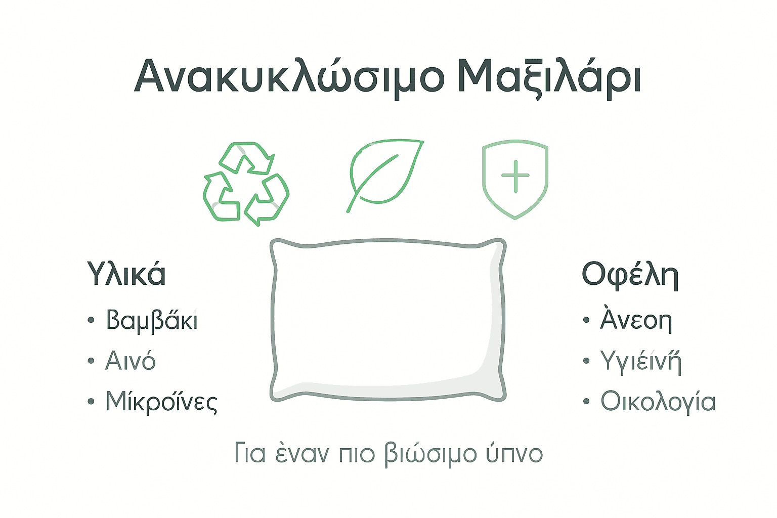 Τι είναι το ανακυκλώσιμο μαξιλάρι και πώς ενισχύει τη βιωσιμότητα 3 Γραφικό με τα οφέλη των μαξιλαριών που ανακυκλώνονται – Δείτε γιατί αξίζει να τα επιλέξετε