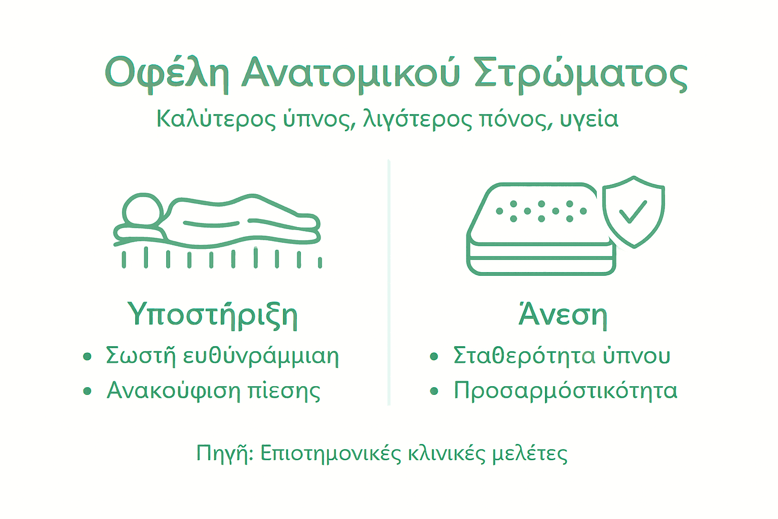 Εικονογραφημένος οδηγός με τα σημαντικότερα οφέλη ενός καλού στρώματος για την υγεία μας