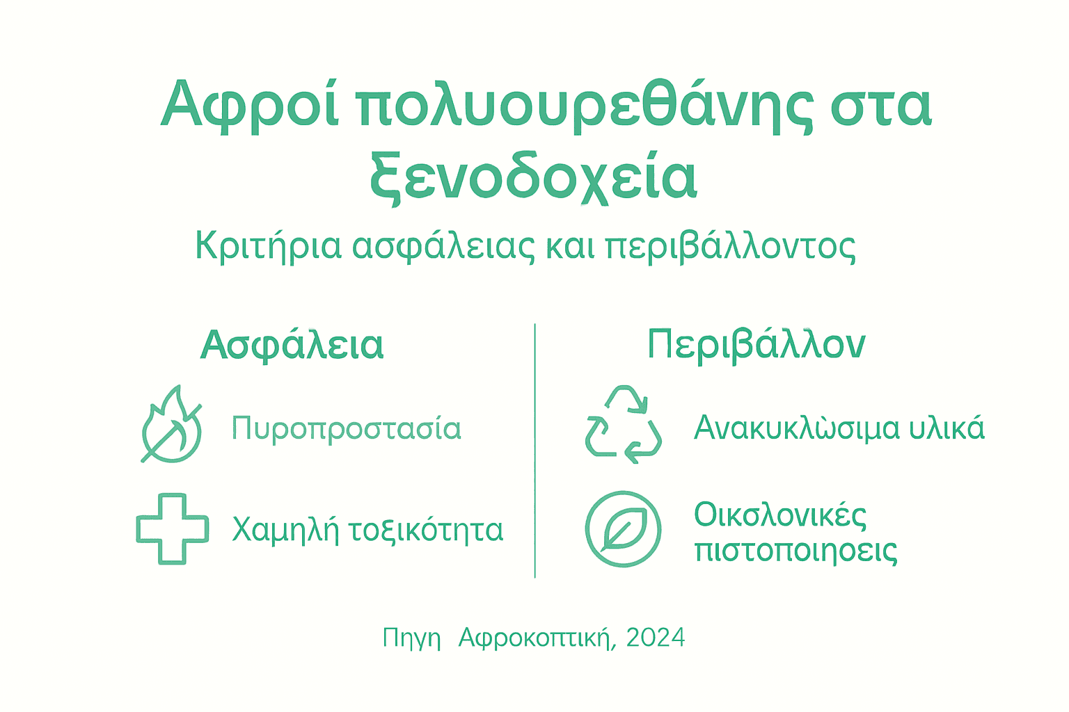 Ενημερωτικό γράφημα για την equασφάλεια και την περιβαλλοντική επίδραση του αφρού πολυουρεθάνης