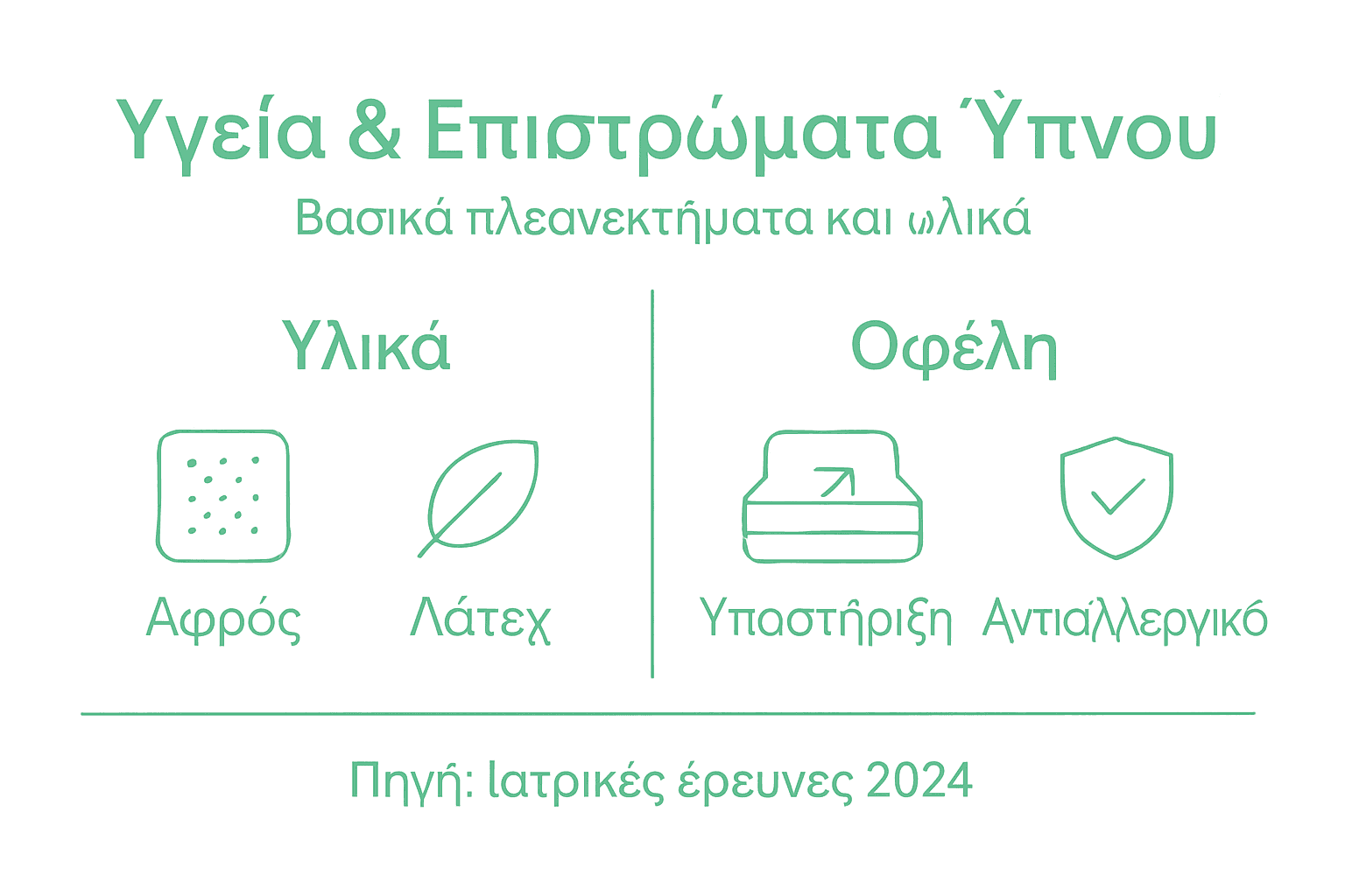 Εικονογραφημένος οδηγός με τα οφέλη των ανωστρωμάτων για την υγεία και τα υλικά κατασκευής τους