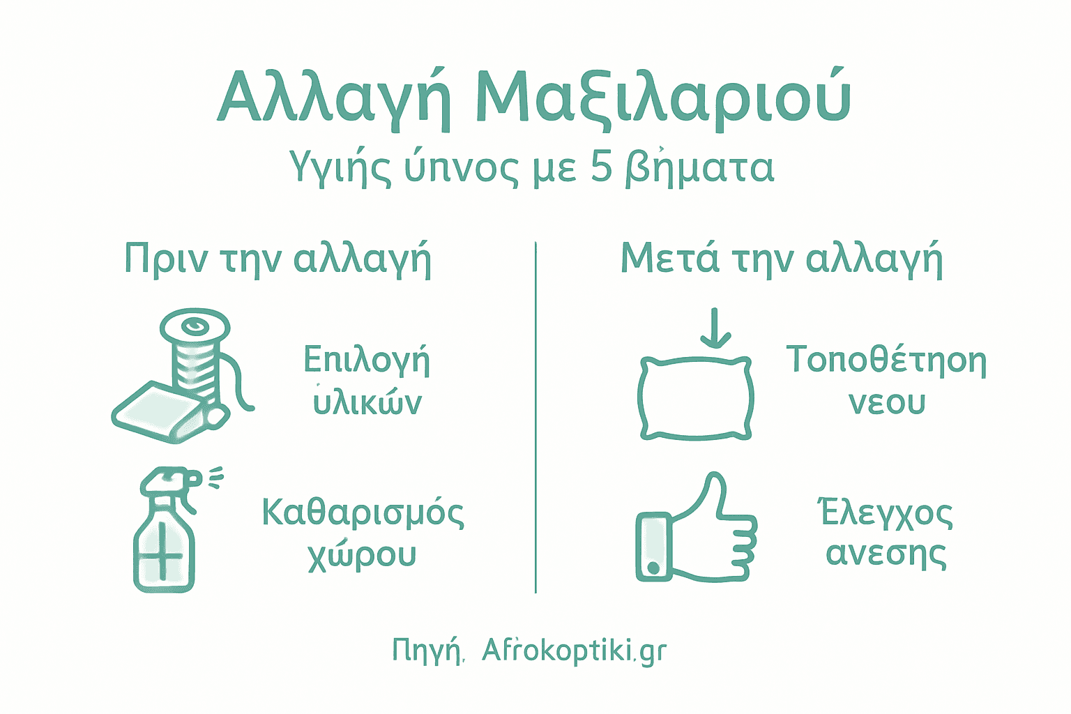 Εικονογραφημένος οδηγός με τα βασικά βήματα για την αντικατάσταση μαξιλαριού