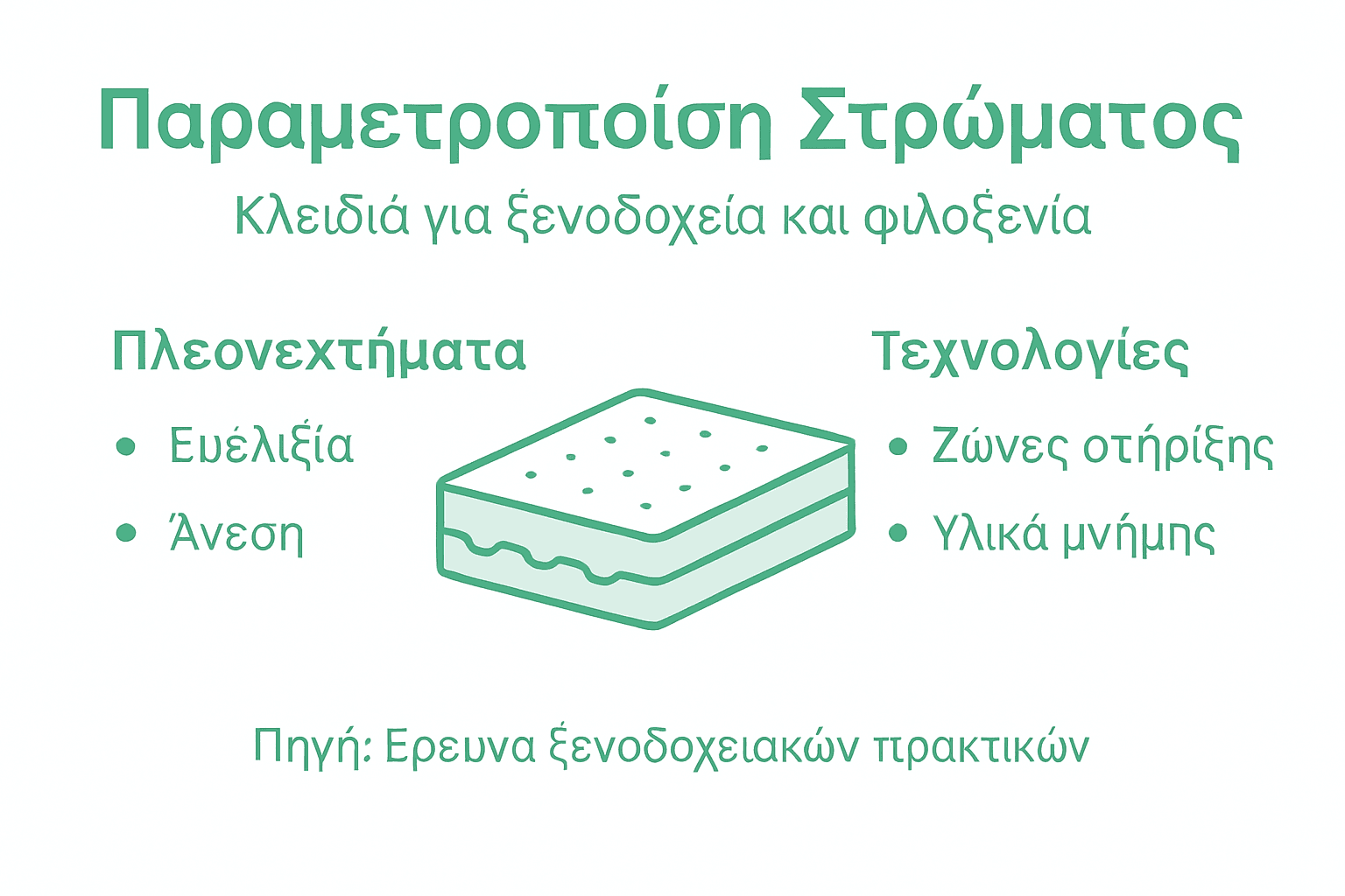 Εικονογράφηση για τις επιλογές εξατομίκευσης στρωμάτων στον χώρο της φιλοξενίας