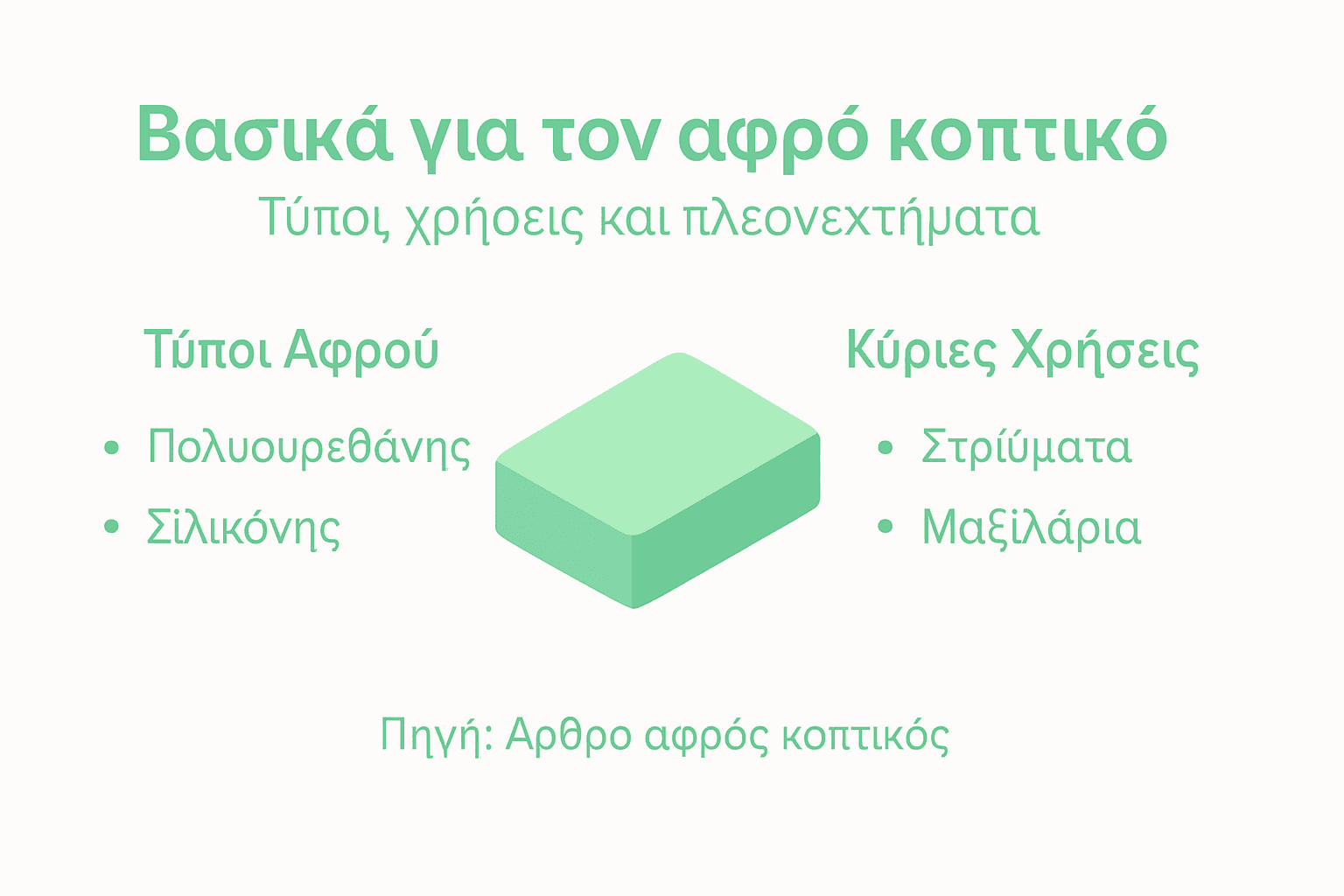Τι είναι αφρός κοπτικός – Ποικιλίες, χρήσεις και οφέλη 2 Εικονογραφημένος οδηγός με τα βασικά είδη αφρού και τις χρήσεις τους