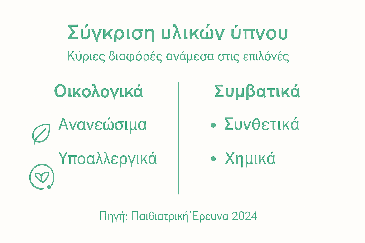 Πλεονεκτήματα οικολογικών υλικών ύπνου για παιδιά 3 Συγκριτικός οδηγός: Οικολογικά ή συμβατικά υλικά για έναν καλύτερο ύπνο;