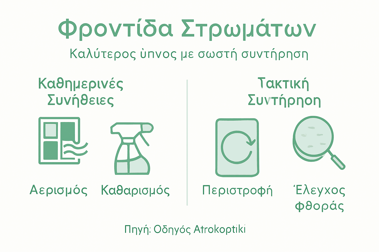 Οδηγός σε μορφή infographic με χρήσιμες συμβουλές για τη σωστή φροντίδα του στρώματος σας