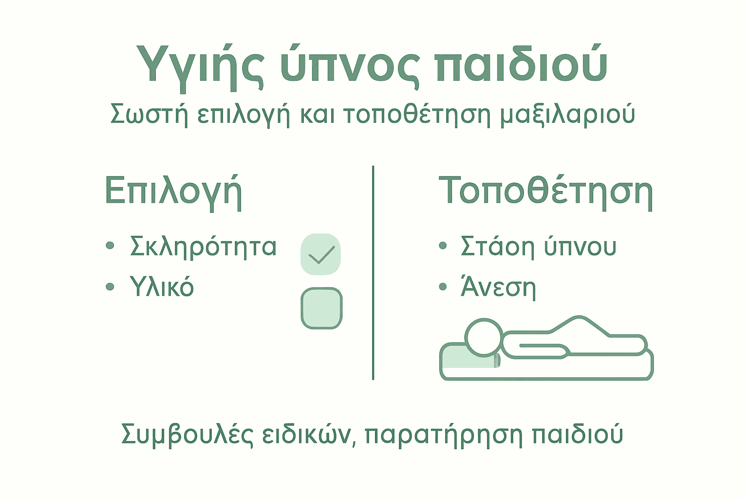 Εικονογραφημένος οδηγός για τη σωστή χρήση μαξιλαριού στον παιδικό ύπνο