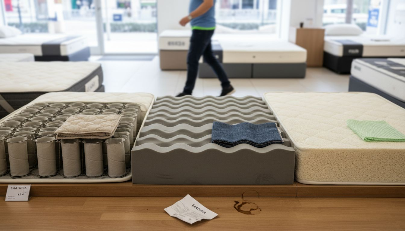 Διάφορα υλικά τοποθετημένα σε παράλληλα στρώματα, το ένα πλάι στο άλλο.