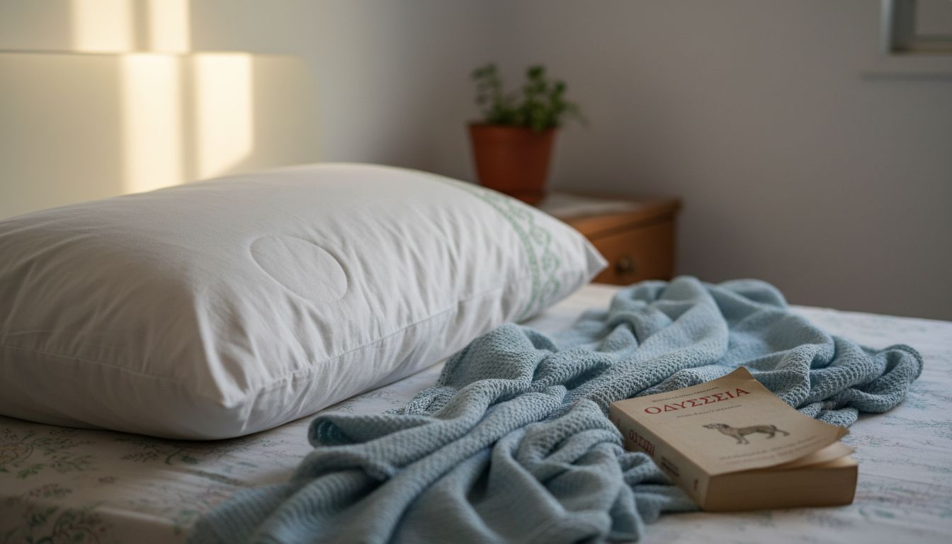 Λεπτομέρεια ορθοπεδικού μαξιλαριού πάνω στο κρεβάτι