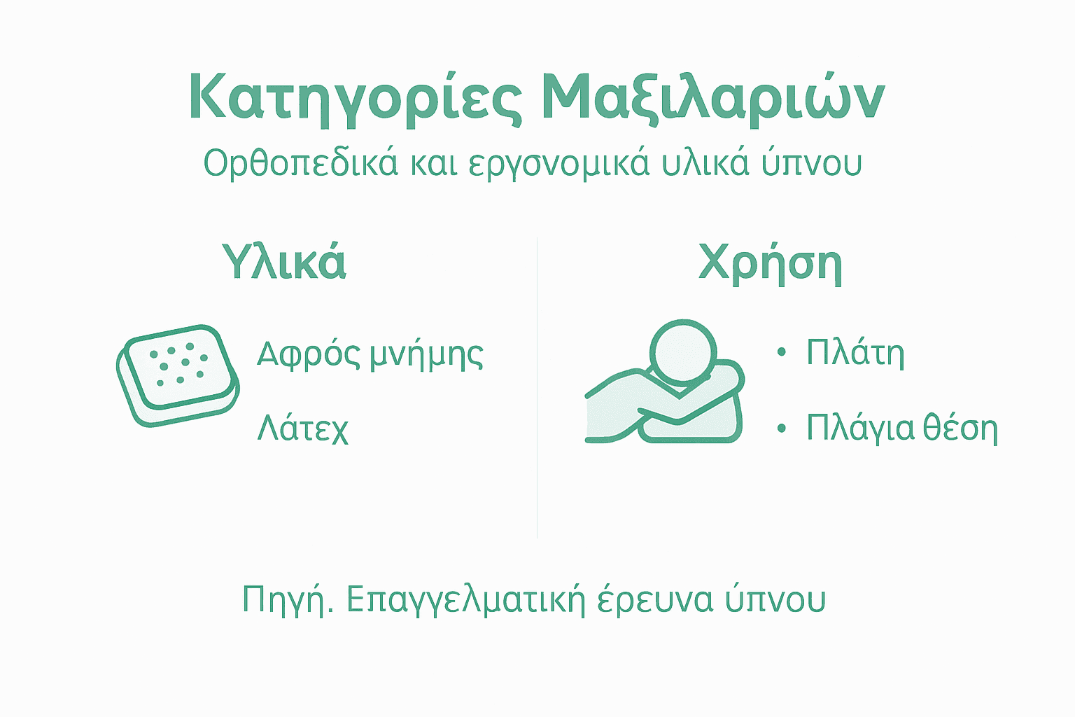 Εικονίδιο που παρουσιάζει τις βασικές κατηγορίες εργονομικών μαξιλαριών